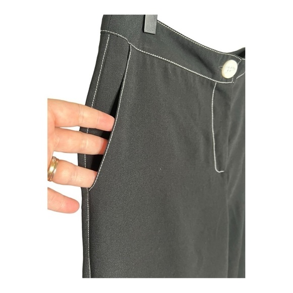 F&F Black White Contrast Stitch Wide Leg Culotte Crop Pants Womens Size 8 - Picture 6 of 14